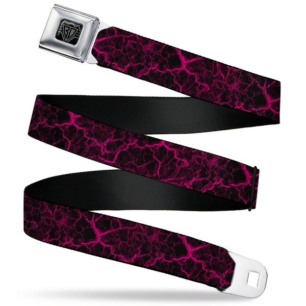 buckle down BD Wings Logo CLOSE-UP Black/Silver Seatbelt Belt - Marble Black/Hot Pink Webbing