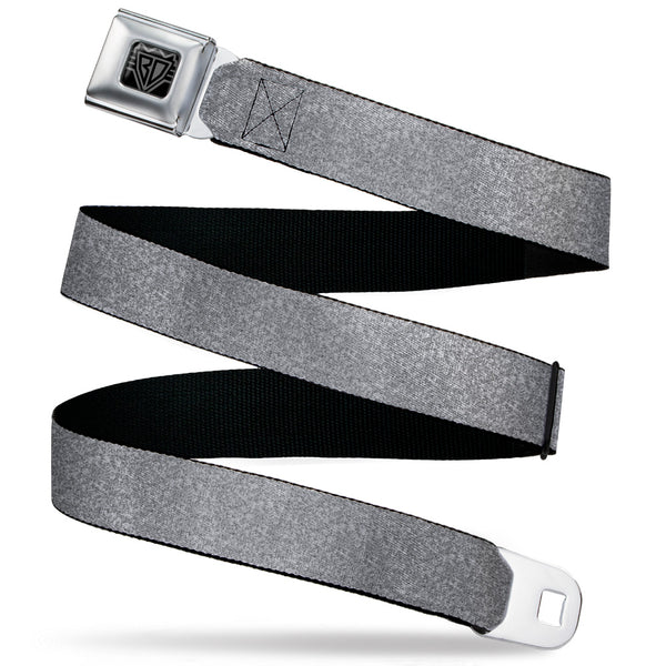 buckle down BD Wings Logo CLOSE-UP Black/Silver Seatbelt Belt - Heather4 GrayWhite Webbing