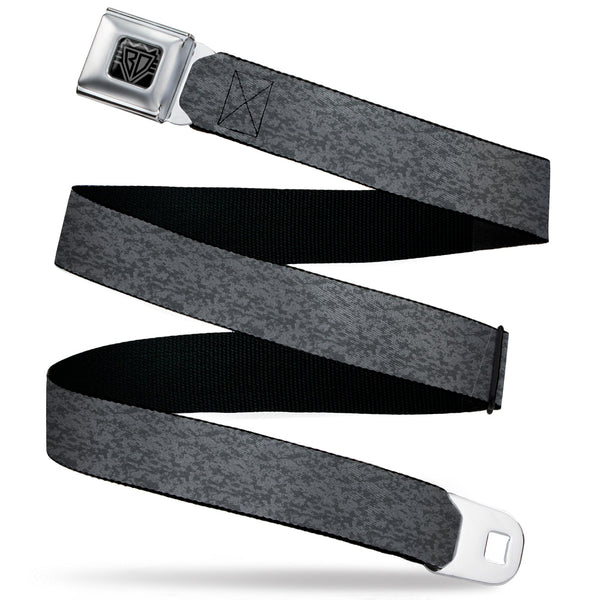 buckle down BD Wings Logo CLOSE-UP Black/Silver Seatbelt Belt - Heather2 Grays Webbing