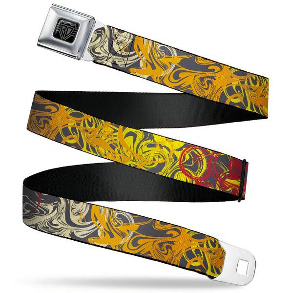 buckle down BD Wings Logo CLOSE-UP Black/Silver Seatbelt Belt - Swirl Mix Gray/Multi Color Webbing
