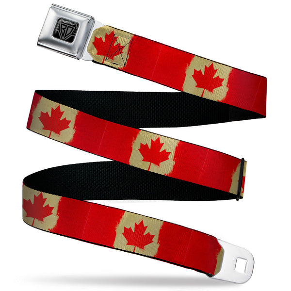 buckle down BD Wings Logo CLOSE-UP Black/Silver Seatbelt Belt - Canada Flag Painted Webbing