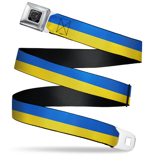 buckle down BD Wings Logo CLOSE-UP Black/Silver Seatbelt Belt - Ukraine Flag Continuous Webbing