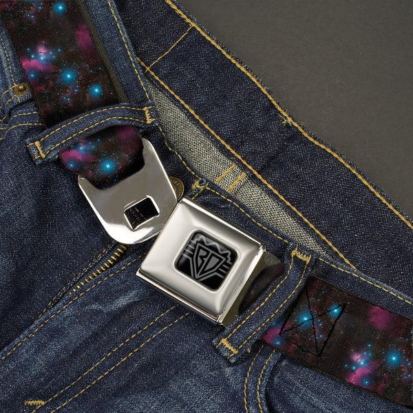 Buckle Down BD Wings Logo CLOSE-UP Black/Silver Seatbelt Belt - Orion's Belt Constellation Webbing