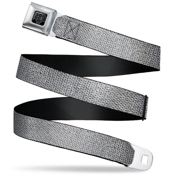 buckle down BD Wings Logo CLOSE-UP Black/Silver Seatbelt Belt - Metallic Silver Webbing