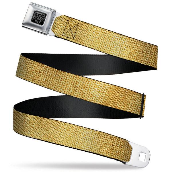 buckle down BD Wings Logo CLOSE-UP Black/Silver Seatbelt Belt - Metallic Gold Webbing