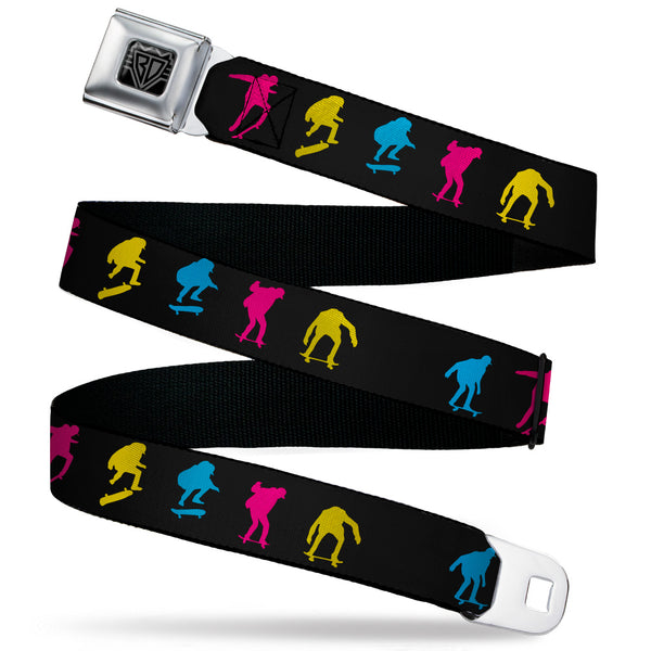 buckle down BD Wings Logo CLOSE-UP Black/Silver Seatbelt Belt - Skater Kickflip Sequence Silhouette Black/Blue/Pink/Yellow Webbing