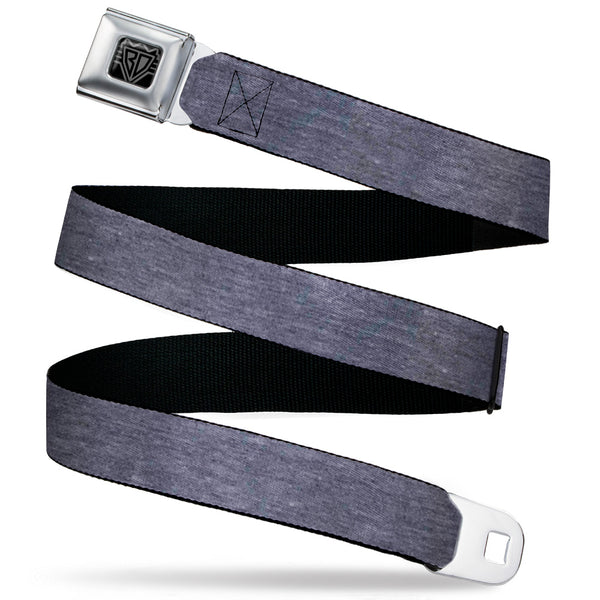 buckle down BD Wings Logo CLOSE-UP Black/Silver Seatbelt Belt - Heather Grays Webbing