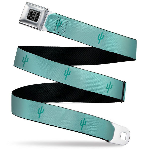 buckle down BD Wings Logo CLOSE-UP Black/Silver Seatbelt Belt - Cacti1 Aqua Blues Webbing