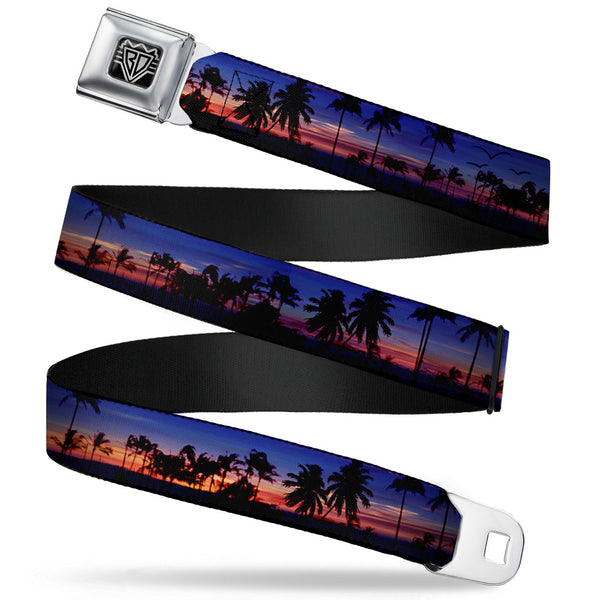buckle down BD Wings Logo CLOSE-UP Full Color Black Silver Seatbelt Belt - California Sunset Webbing