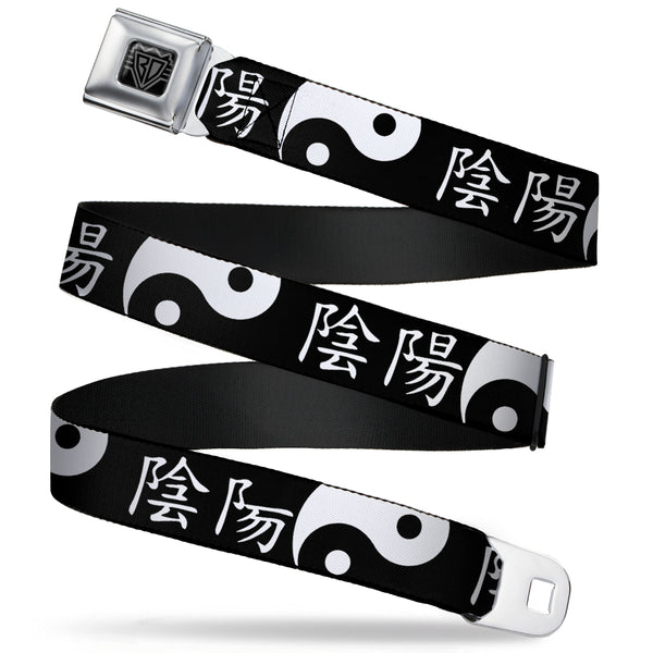 buckle down BD Wings Logo CLOSE-UP Full Color Black Silver Seatbelt Belt - Yin Yang Symbol CLOSE-UP/Characters Black/White Webbing