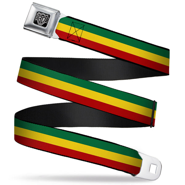 buckle down BD Wings Logo CLOSE-UP Full Color Black Silver Seatbelt Belt - Rasta Webbing