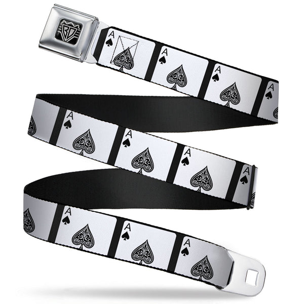buckle down BD Wings Logo CLOSE-UP Full Color Black Silver Seatbelt Belt - Ace of Spades Webbing