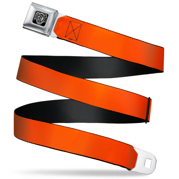 buckle down BD Wings Logo CLOSE-UP Full Color Black Silver Seatbelt Belt - Neon Orange Webbing
