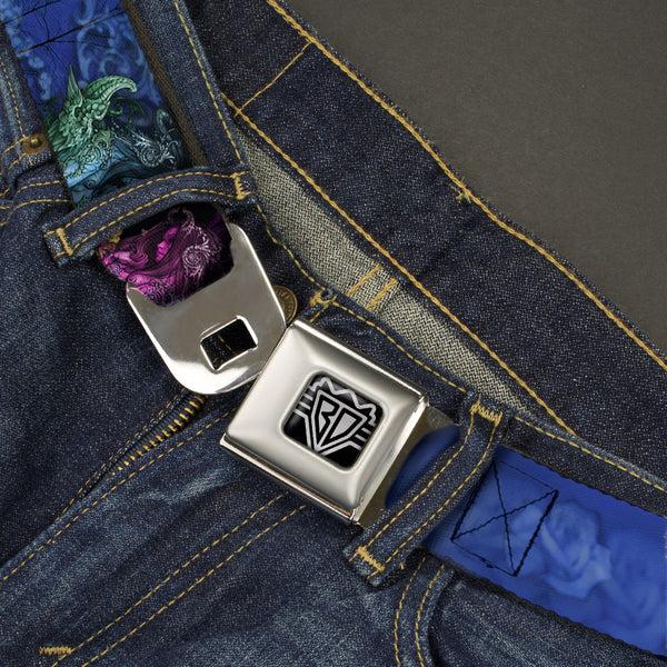 Buckle Down BD Wings Logo CLOSE-UP Full Color Black Silver Seatbelt Belt - TJ-Bollt Cthulu Webbing