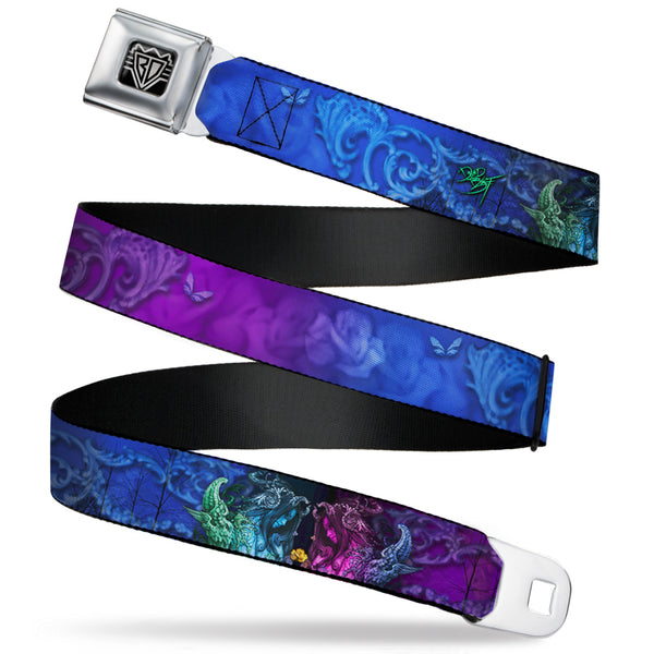 buckle down BD Wings Logo CLOSE-UP Full Color Black Silver Seatbelt Belt - TJ-Bollt Cthulu Webbing