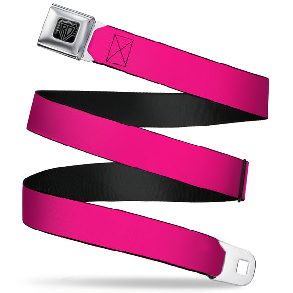 buckle down BD Wings Logo CLOSE-UP Full Color Black Silver Seatbelt Belt - Hot Pink PMS 219 Webbing