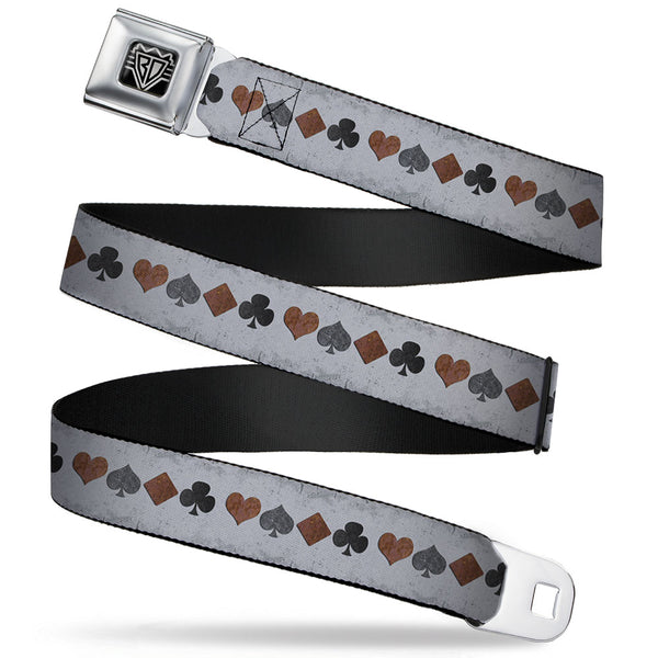 buckle down BD Wings Logo CLOSE-UP Full Color Black Silver Seatbelt Belt - Suits Gray Stone Webbing