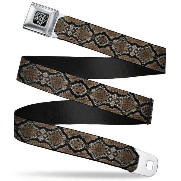 buckle down BD Wings Logo CLOSE-UP Full Color Black Silver Seatbelt Belt - Snake Skin 1 Webbing