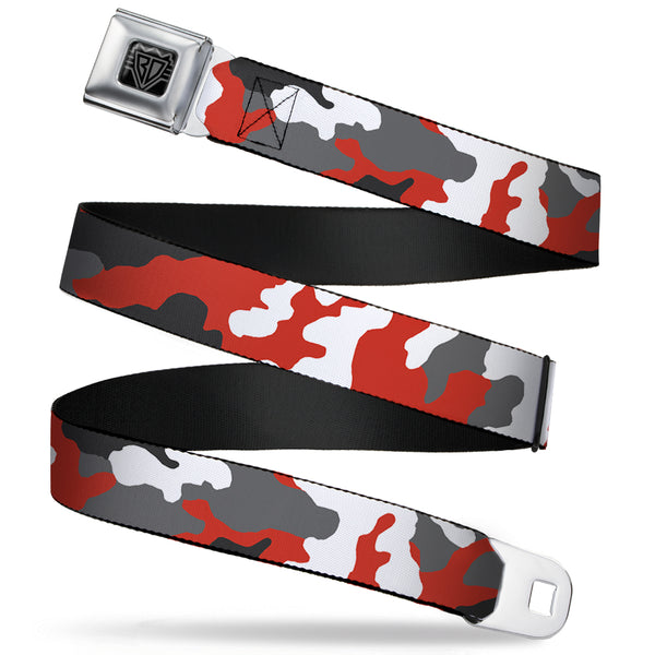 buckle down BD Wings Logo CLOSE-UP Full Color Black Silver Seatbelt Belt - Camo Orange Webbing