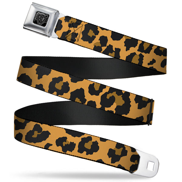 buckle down BD Wings Logo CLOSE-UP Full Color Black Silver Seatbelt Belt - Leopard Brown2 Webbing