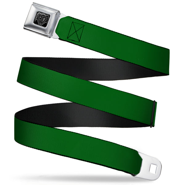 buckle down BD Wings Logo CLOSE-UP Full Color Black Silver Seatbelt Belt - Kelly Green Print Webbing