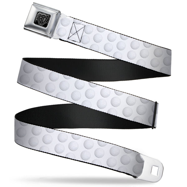 buckle down BD Wings Logo CLOSE-UP Full Color Black Silver Seatbelt Belt - Golf Ball Dimples Whites Webbing