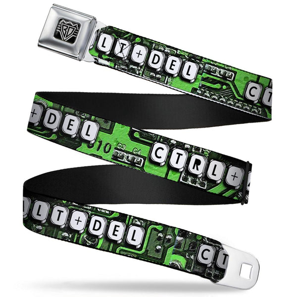 buckle down BD Wings Logo CLOSE-UP Full Color Black Silver Seatbelt Belt - CTRL+ALT+DEL Chip Webbing