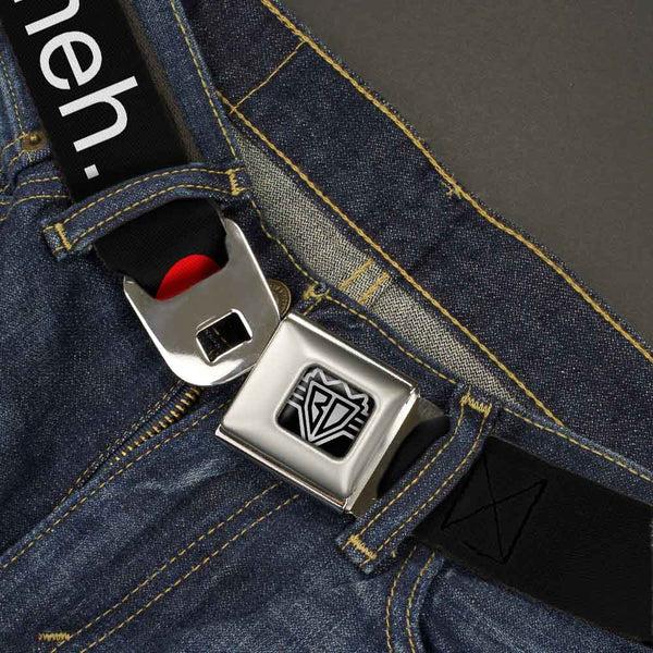 Buckle Down BD Wings Logo CLOSE-UP Full Color Black Silver Seatbelt Belt - Broken Heart MEH Black/Red/White Webbing