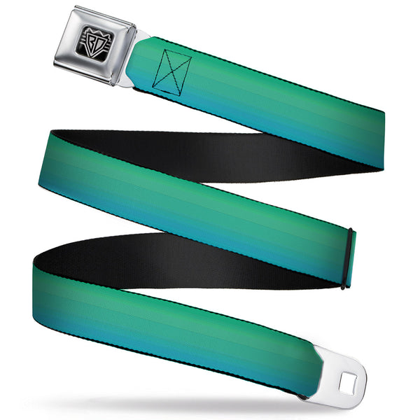 buckle down BD Wings Logo CLOSE-UP Full Color Black Silver Seatbelt Belt - Teal Ombre Webbing