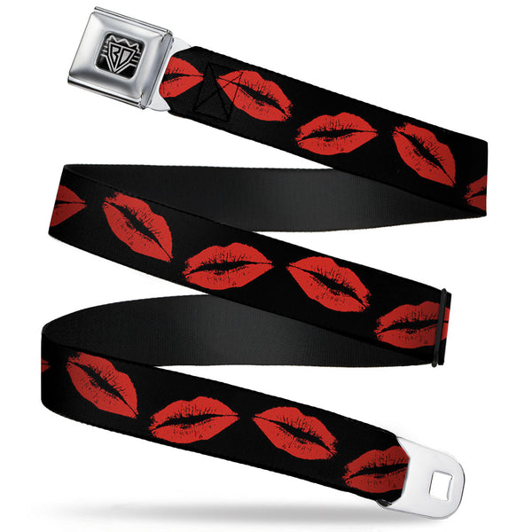 buckle down BD Wings Logo CLOSE-UP Full Color Black Silver Seatbelt Belt - Kisses Webbing