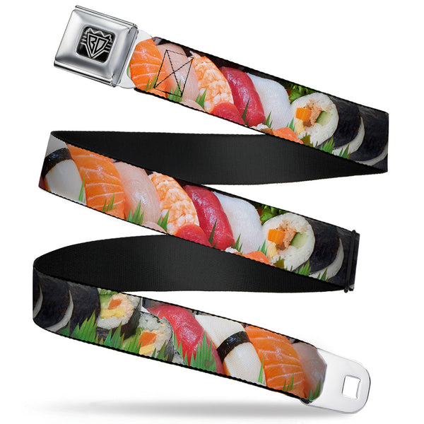 buckle down BD Wings Logo CLOSE-UP Full Color Black Silver Seatbelt Belt - Sushi Vivid Webbing