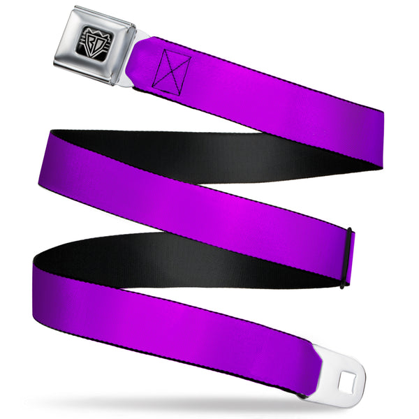 buckle down BD Wings Logo CLOSE-UP Full Color Black Silver Seatbelt Belt - Neon Purple Webbing