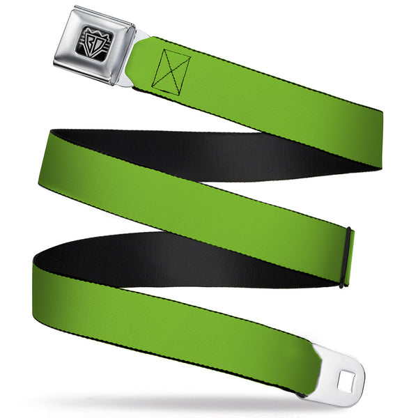 buckle down BD Wings Logo CLOSE-UP Full Color Black Silver Seatbelt Belt - Lime Green Webbing