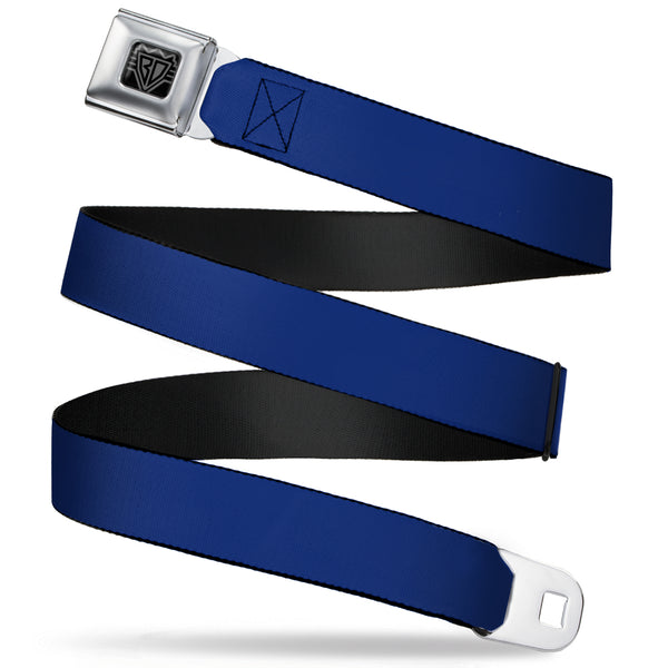 buckle down BD Wings Logo CLOSE-UP Full Color Black Silver Seatbelt Belt - Royal Blue Print Webbing