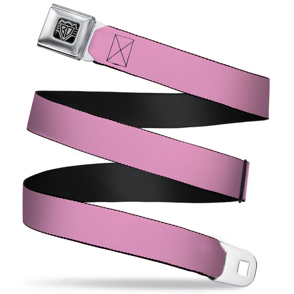 buckle down BD Wings Logo CLOSE-UP Full Color Black Silver Seatbelt Belt - Baby Pink Webbing