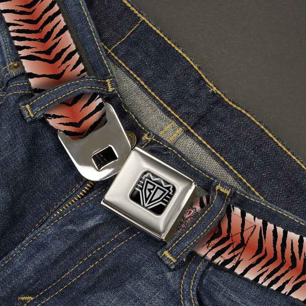 Buckle Down BD Wings Logo CLOSE-UP Full Color Black Silver Seatbelt Belt - Tiger Webbing
