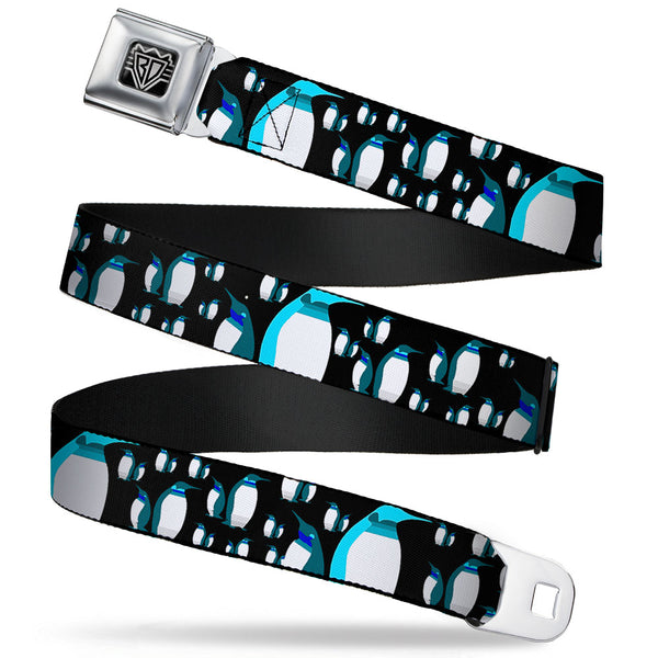 buckle down BD Wings Logo CLOSE-UP Full Color Black Silver Seatbelt Belt - Emperor Penguins Gray/Blues Webbing