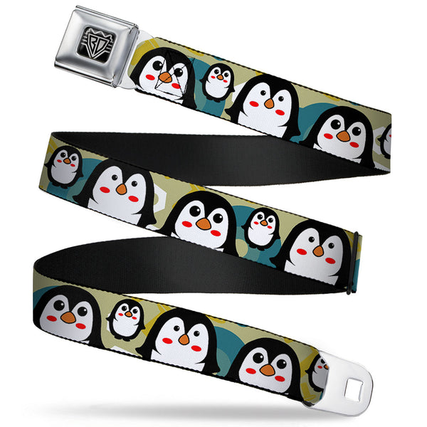 buckle down BD Wings Logo CLOSE-UP Full Color Black Silver Seatbelt Belt - Penguin Cartoon Webbing
