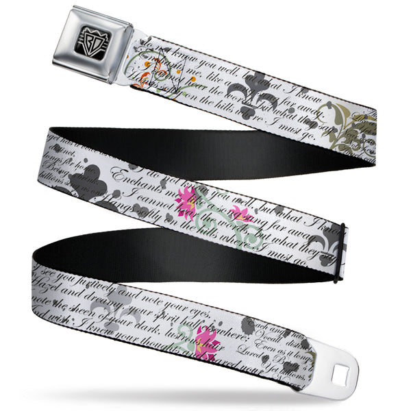 buckle down BD Wings Logo CLOSE-UP Full Color Black Silver Seatbelt Belt - Poems Webbing
