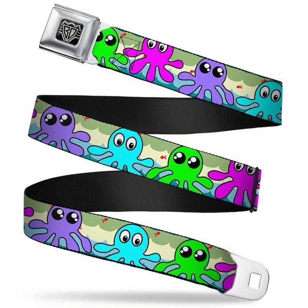 buckle down BD Wings Logo CLOSE-UP Full Color Black Silver Seatbelt Belt - Octopus Cartoon Webbing