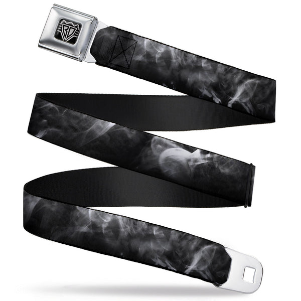buckle down BD Wings Logo CLOSE-UP Full Color Black Silver Seatbelt Belt - Smoke Black/Grays Webbing
