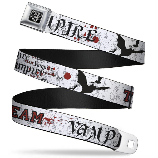 buckle down BD Wings Logo CLOSE-UP Full Color Black Silver Seatbelt Belt - Team Vampire Webbing