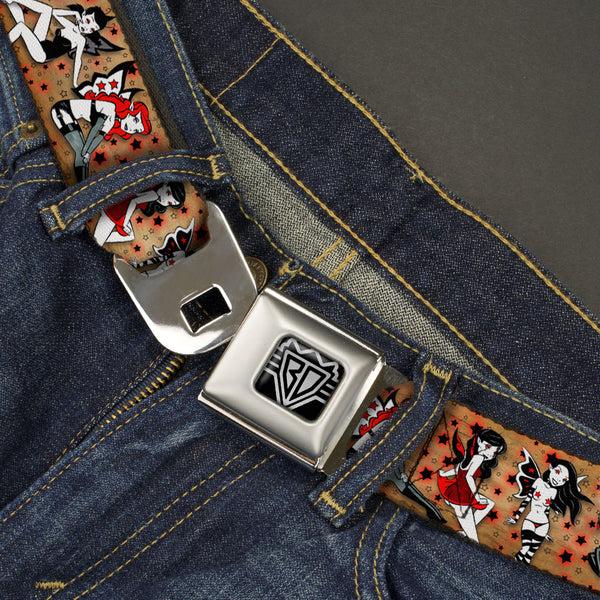 Buckle Down BD Wings Logo CLOSE-UP Full Color Black Silver Seatbelt Belt - TJ-Twisted Fairies Webbing