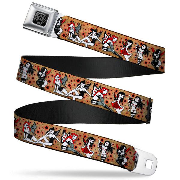 buckle down BD Wings Logo CLOSE-UP Full Color Black Silver Seatbelt Belt - TJ-Twisted Fairies Webbing