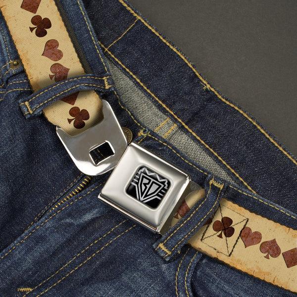 Buckle Down BD Wings Logo CLOSE-UP Full Color Black Silver Seatbelt Belt - Suits Brown Stone Webbing