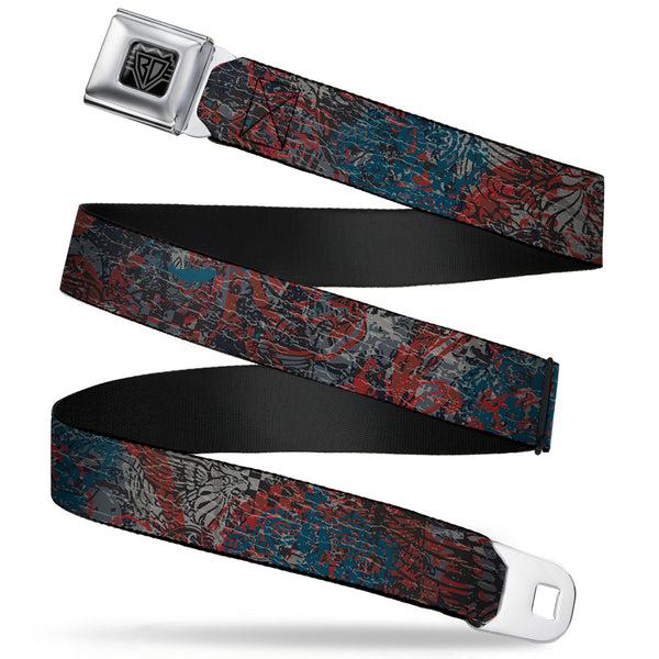 buckle down BD Wings Logo CLOSE-UP Full Color Black Silver Seatbelt Belt - Gothic 4 Webbing
