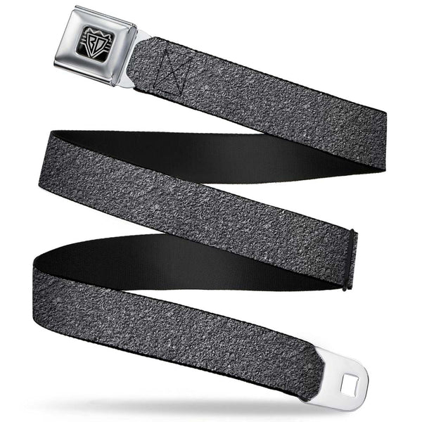 buckle down BD Wings Logo CLOSE-UP Full Color Black Silver Seatbelt Belt - Concrete Finish Grays Webbing