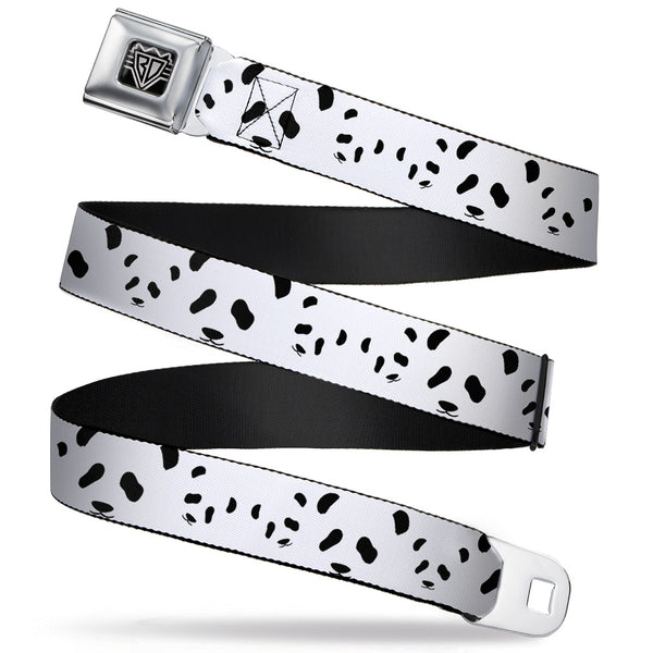 buckle down BD Wings Logo CLOSE-UP Full Color Black Silver Seatbelt Belt - Panda Bear Spots Webbing