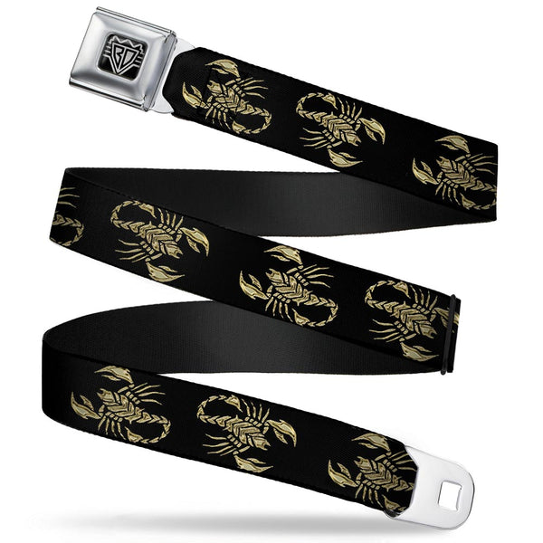buckle down BD Wings Logo CLOSE-UP Full Color Black Silver Seatbelt Belt - Scorpion Webbing