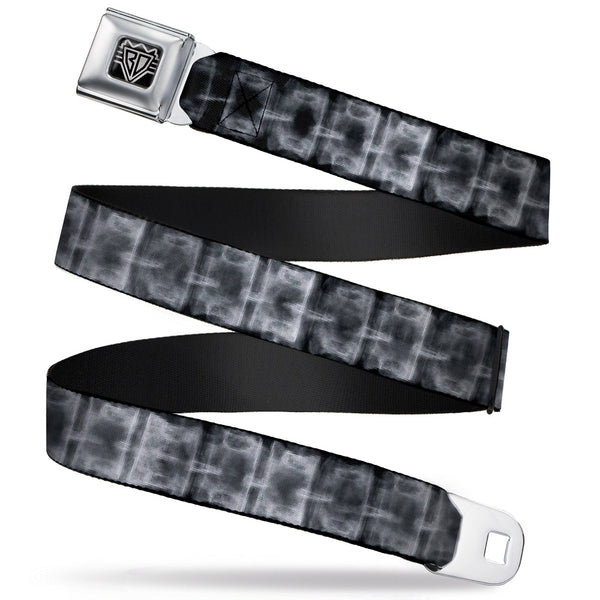 buckle down BD Wings Logo CLOSE-UP Full Color Black Silver Seatbelt Belt - Spinal X-Ray Black/White Webbing